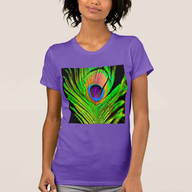 Camiseta Neon Colors Peacock Feather (Anverso)
