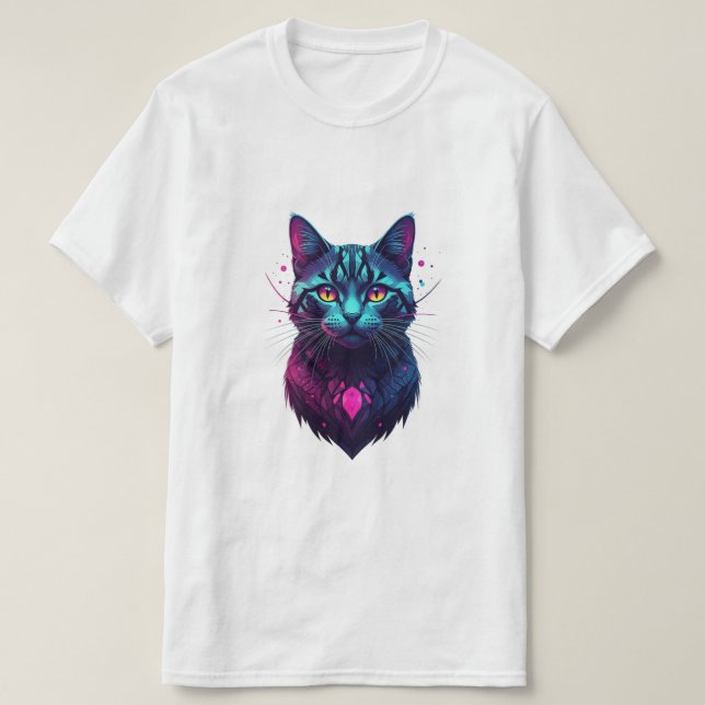 Camiseta Neon Cosmic Cat Illustration (Diseño del anverso)