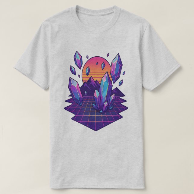 Camiseta Neon Crystalscape - Vibes Vapor Gem de 80 (Diseño del anverso)