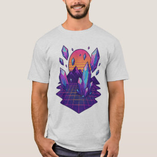 Camiseta Neon Crystalscape - Vibes Vapor Gem de 80