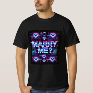 Camiseta Neon Cyber Love Marry Me Mens Tshirt