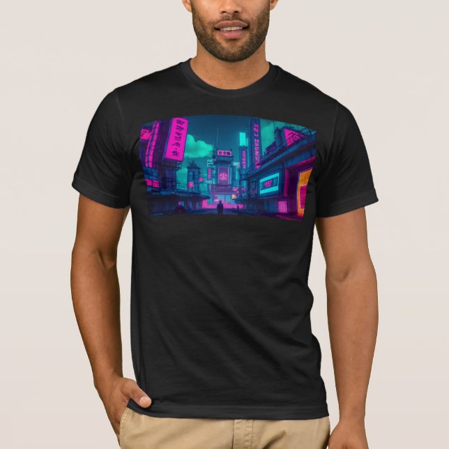 Camiseta Neon Cyberpunk City Street Gamer Apparel (Anverso)