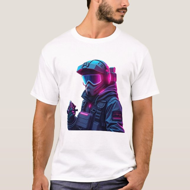 Camiseta Neon Cyberpunk Tactical Unit (Anverso)