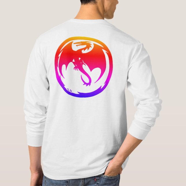 Camiseta Neon Dragon men white long sleeve shirt back (Reverso)