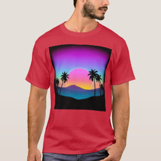 Camiseta Neon Dreams Vibraciones de puesta de sol retro vin