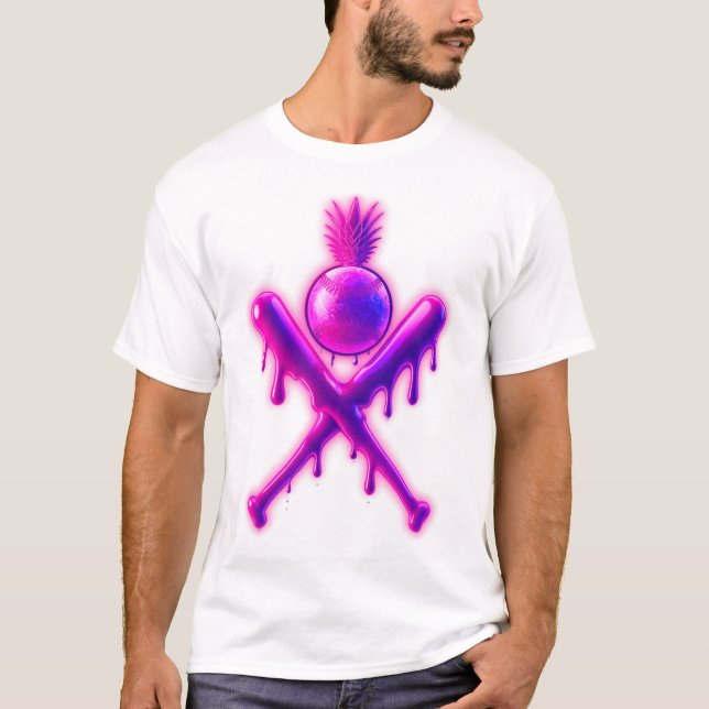 Camiseta Neon Drin Bats de béisbol Pineapple Deporte de ver (Anverso)