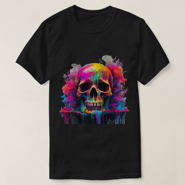 Camiseta Neon Drip Skull Men's Basic T-Shirt (Diseño del anverso)