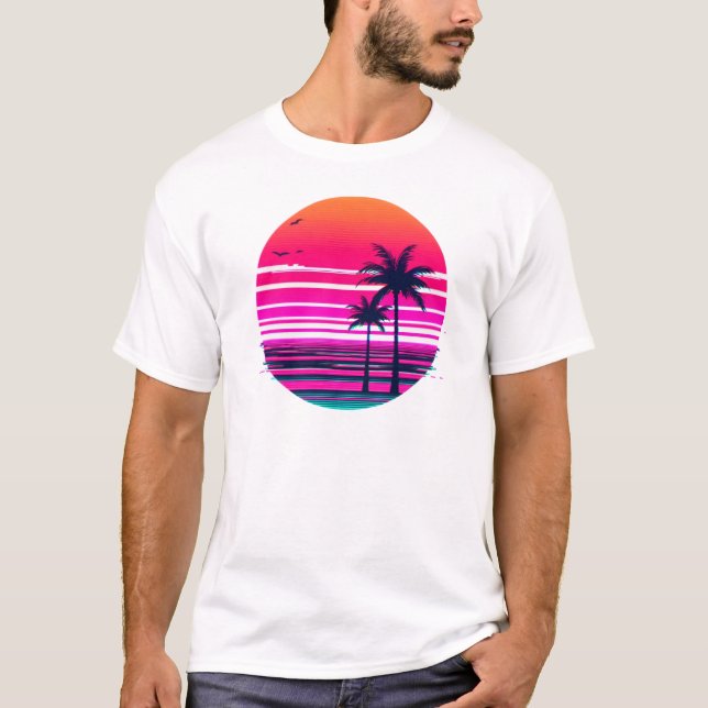 Camiseta Neon Dusk - Atardecer de la ola de vaporización de (Anverso)