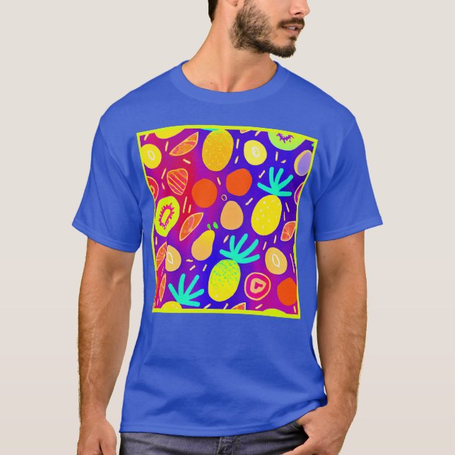 Camiseta Neon Dynamic Fruit Pattern Art (Anverso)