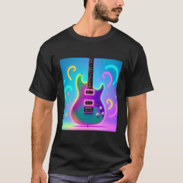 Camiseta Neon Electric Guitar - Retro Synthwave Music Art