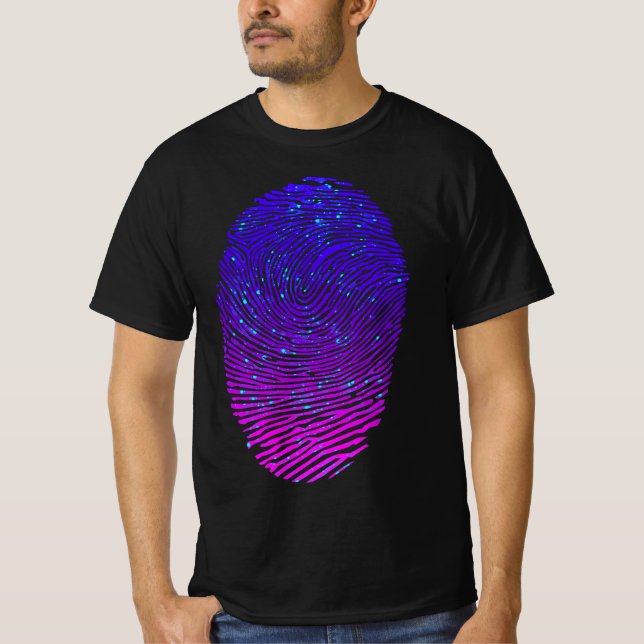 Camiseta Neón estético Huella digital Luminescente Luminesc (Anverso)