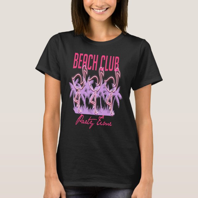 Camiseta Neon Flamingo Beach Club Vogue Style (Anverso)