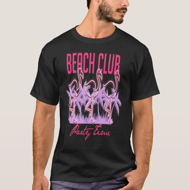 Camiseta Neon Flamingo Beach Club Vogue Style (Anverso)
