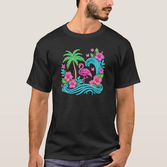 Camiseta Neon Flamingo Tropical (Anverso)