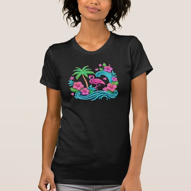 Camiseta Neon Flamingo Tropical (Anverso)
