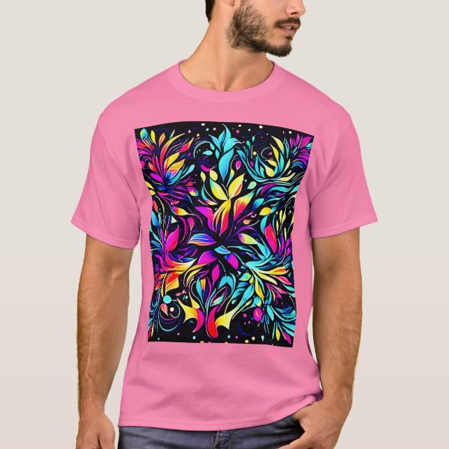 Camiseta Neon Floral Burst Art (Anverso)