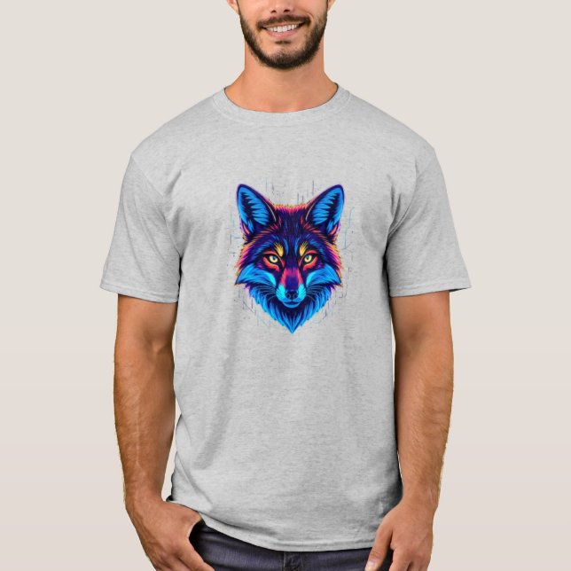 Camiseta Neon Fox Face – Vibrant Glowing Design (Anverso)