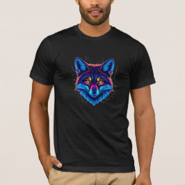 Camiseta Neon Fox Face – Vibrant Glowing Design