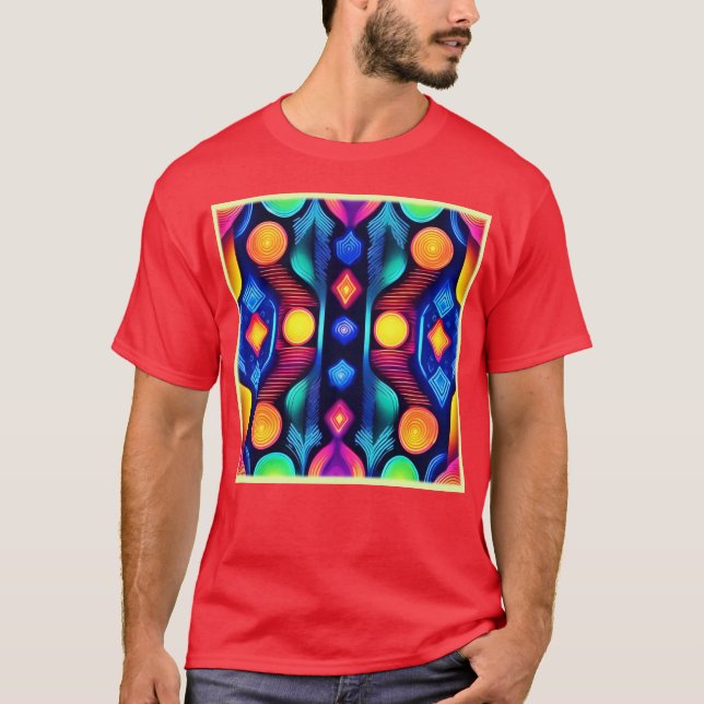 Camiseta Neon Geometric Mandala Art (Anverso)