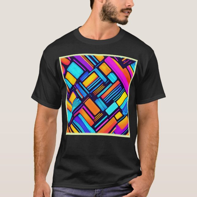 Camiseta Neón Geométrico Abstracto (Anverso)