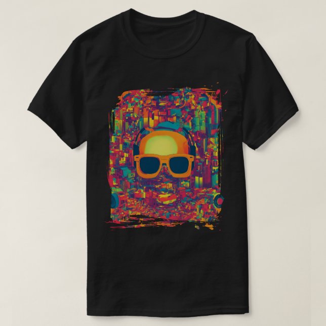 Camiseta "Neon Glitch Vibes" Abstract Art T-Shirt –  (Diseño del anverso)