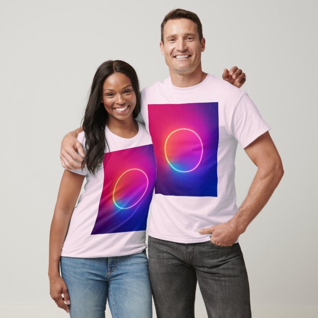 Camiseta Neon Glow Circle Abstract Art (Unisexo)