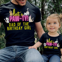 Neon Glow Pink Let's Pawty Cute Cats Family