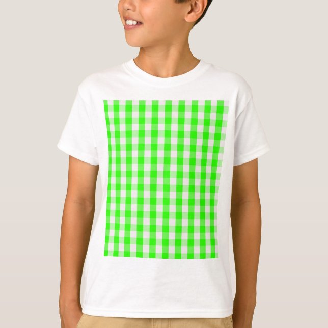 Camiseta Neon Green Gingham Pattern de Shirley Taylor (Anverso)