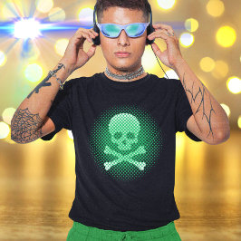 Camiseta Neon Green Skull y Crossbone Gamer Gaming Guay