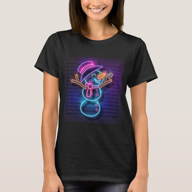 Camiseta Neon Holiday Snowman (Anverso)