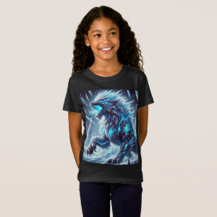 Camiseta Neon Ice Dragon-Wolf Tee T-Shirt Design.