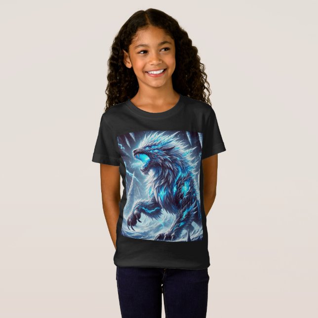 Camiseta Neon Ice Dragon-Wolf Tee T-Shirt Design. (Anverso completo)