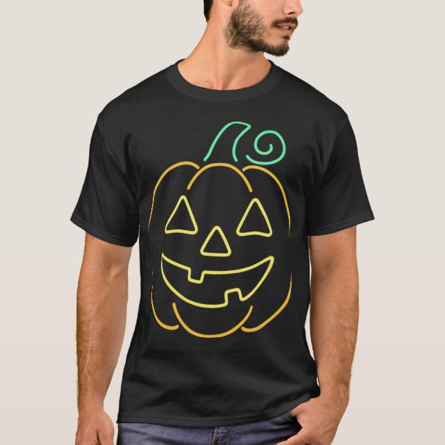 Camiseta Neon Jack O' Lantern Halloween T Shirt: (Anverso)