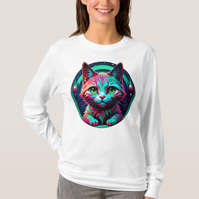 Camiseta Neon Kawaii Kitten (Anverso)