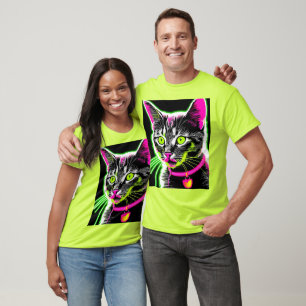 Camiseta Neon Kitty Feline Art
