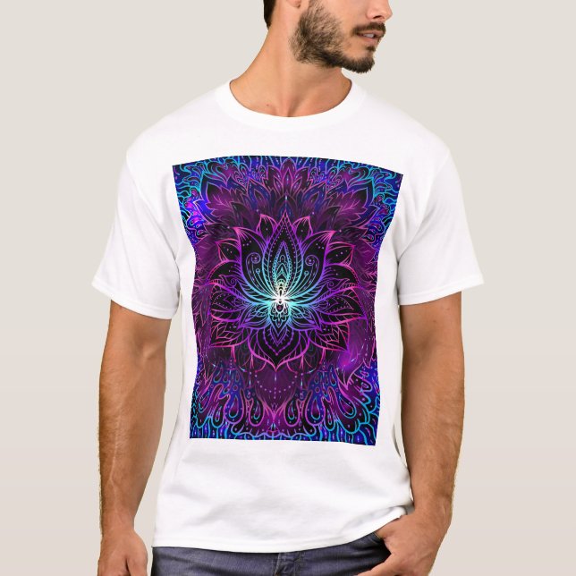 Camiseta Neon Lotus Flower Boho Print (Anverso)