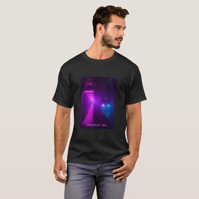 Camiseta Neon Metro Cyberpunk – Retro Synthwave Va (Anverso completo)