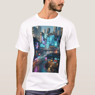 Camiseta Neon Metropolis: escena de la calle Cyberpunk