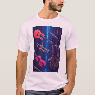 Camiseta Neon Music Vibes – Instrumentos Musicales Colorido