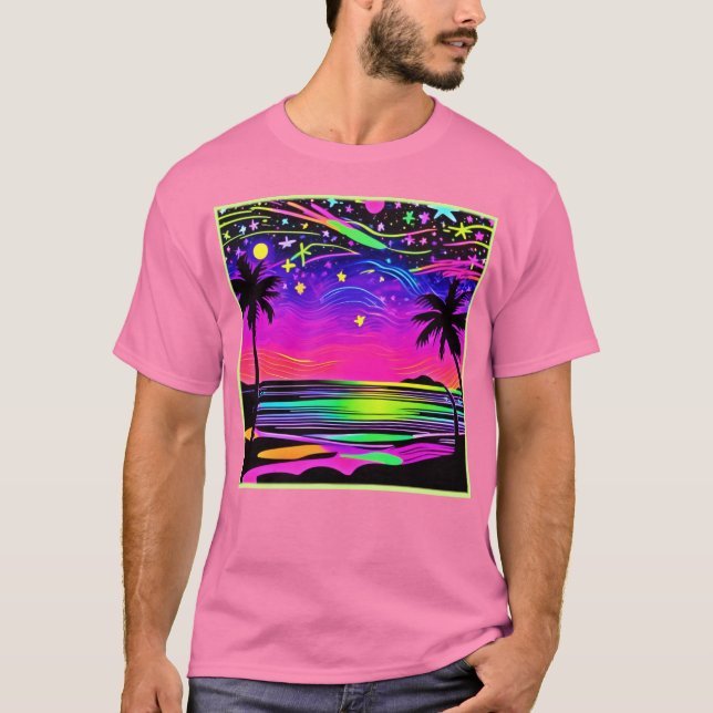 Camiseta Neon Night Beachscape (Anverso)