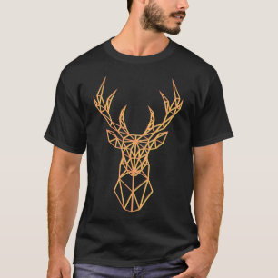 Camiseta Neon Orange Deer Head -  Polygon Antlers Classic T