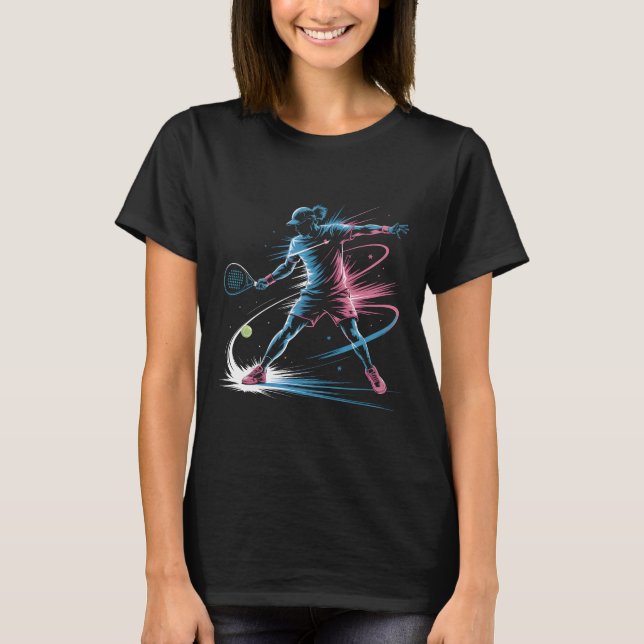 Camiseta Neon Padel Player T-Shirt, Retro 80s Padel Tennis  (Anverso)