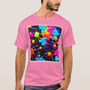 Camiseta Neon Paint Splatter Resumen Arte