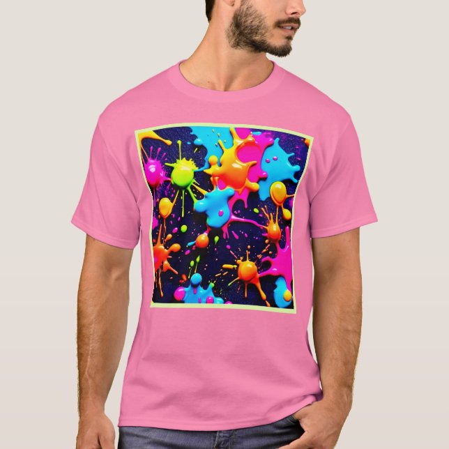 Camiseta Neon Paint Splatter Resumen Arte (Anverso)