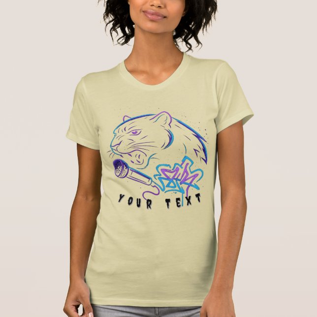 Camiseta Neon Panther Graffiti Mic Art (Anverso)