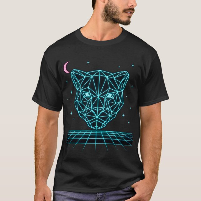Camiseta Neon Panther - Synthwave Dark Electric Tee (Anverso)