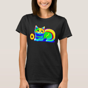 Camiseta Neon Pastel Chibi Cat Kawaii Kitty Delig