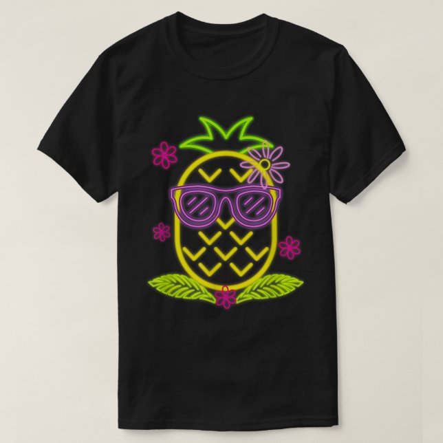 Camiseta Neon Pineapple Summer Vibes Design (Diseño del anverso)