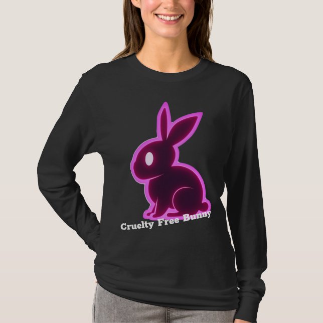 Camiseta Neon Pink Cruelty-Free Bunny Textos editables (Anverso)
