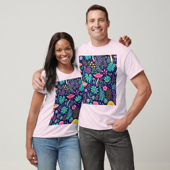 Camiseta Neon Psychedelic Mushroom Forest Dream (Unisexo)